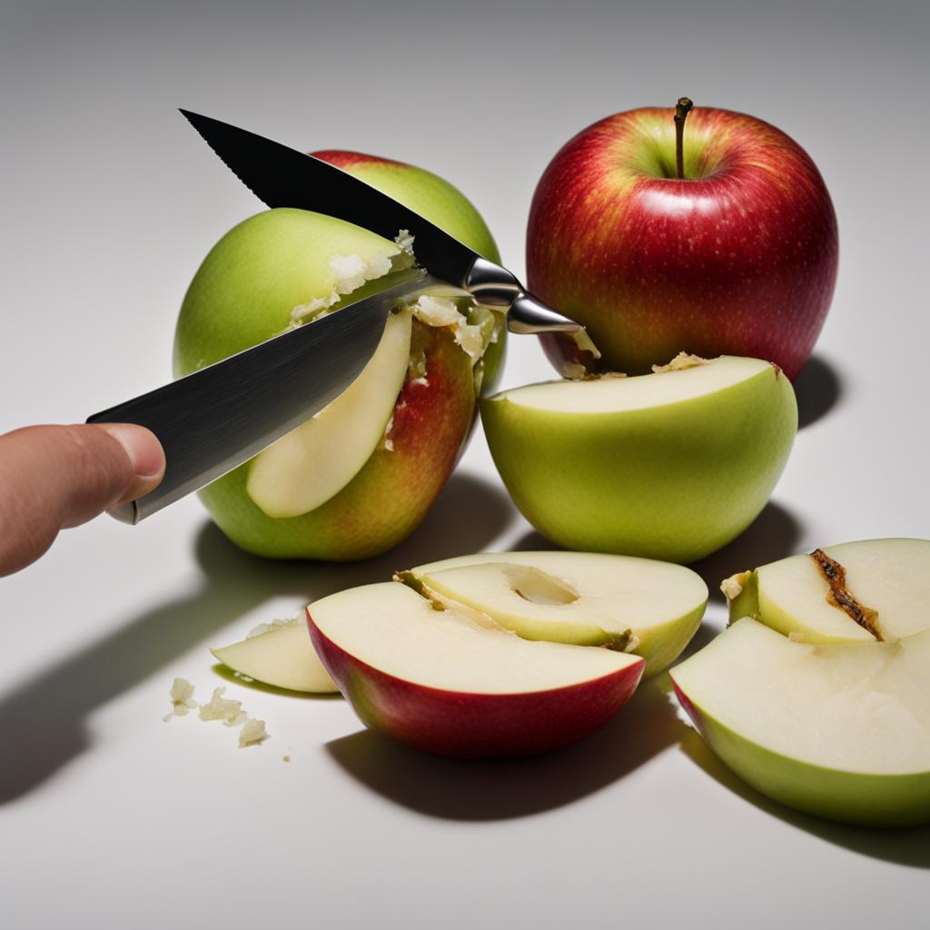 peeling an apple with a paring knife