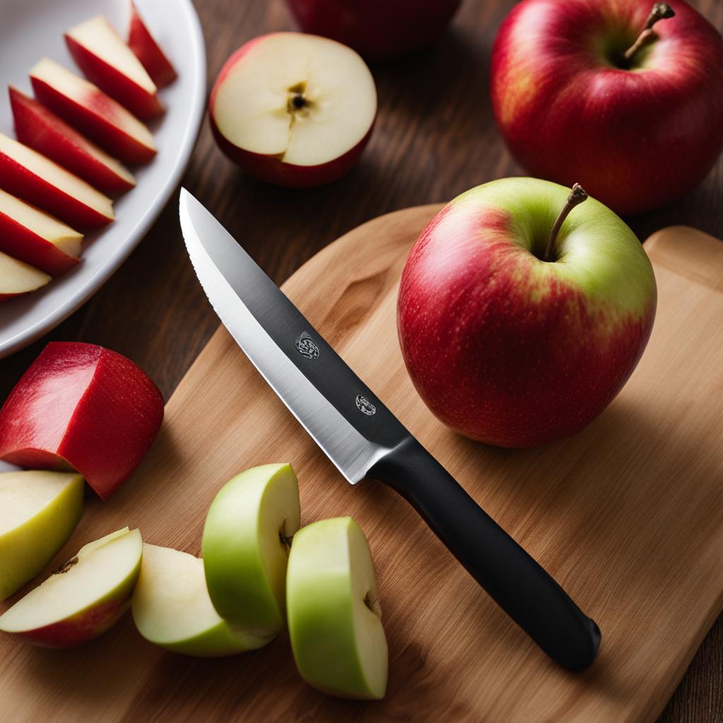 peeling and coring an apple with a chef's knife