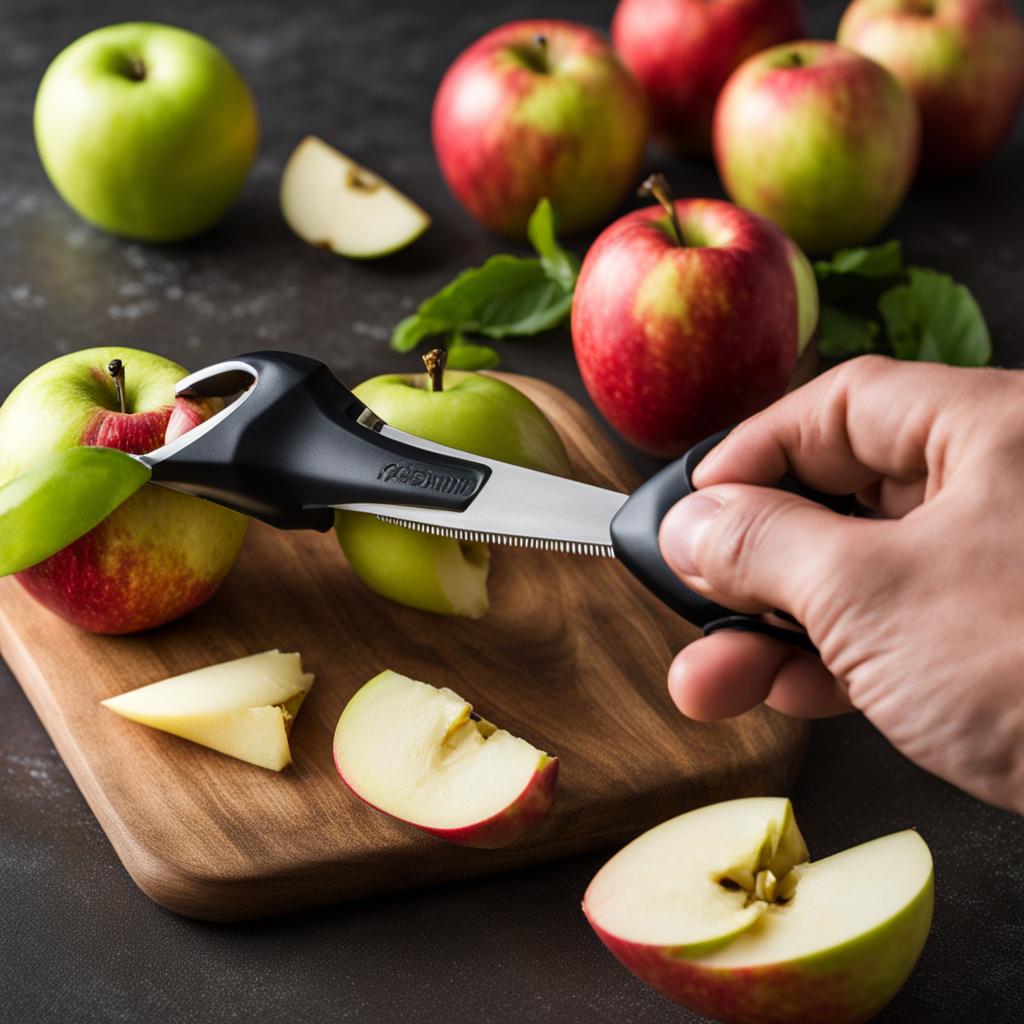 peeling apples with a vegetable peeler