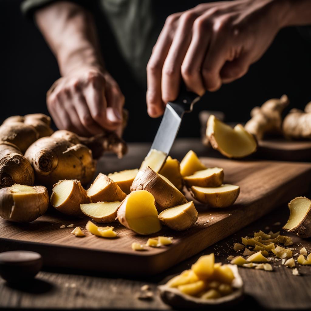 peeling ginger peeling ginger