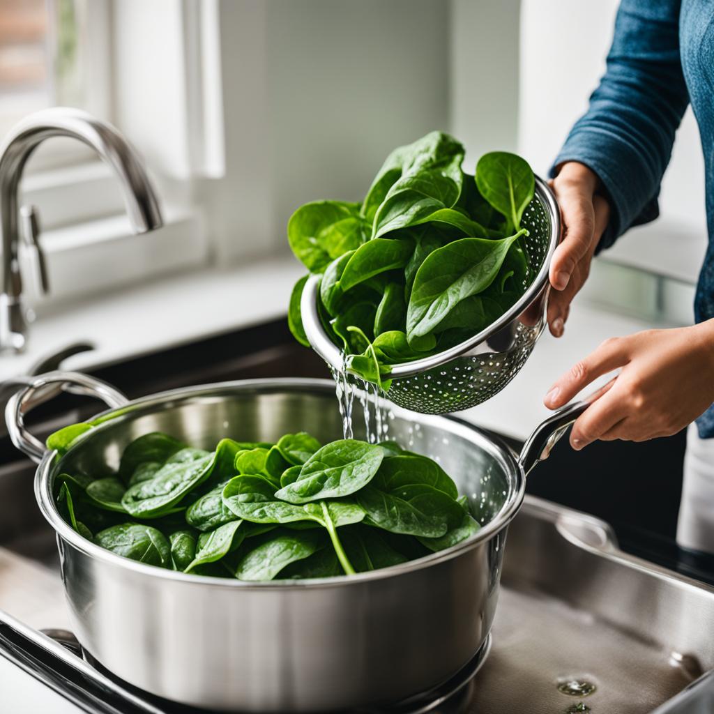 washing spinach