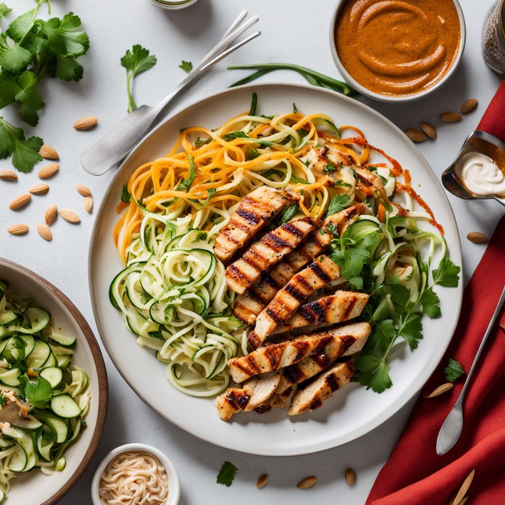 Zoodles with Chicken & Spicy Almond Butter Sauce