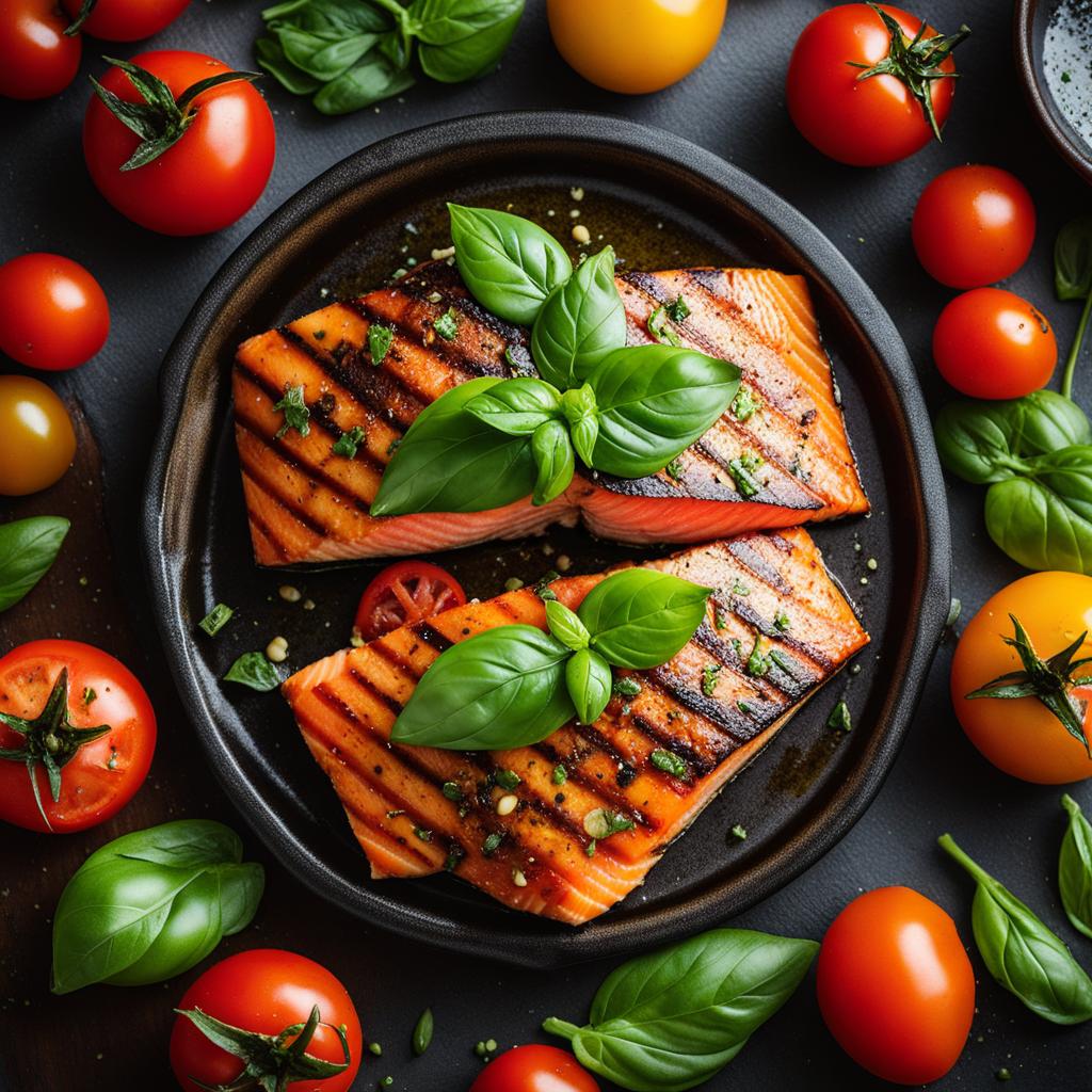 grilled salmon with tomato and basil