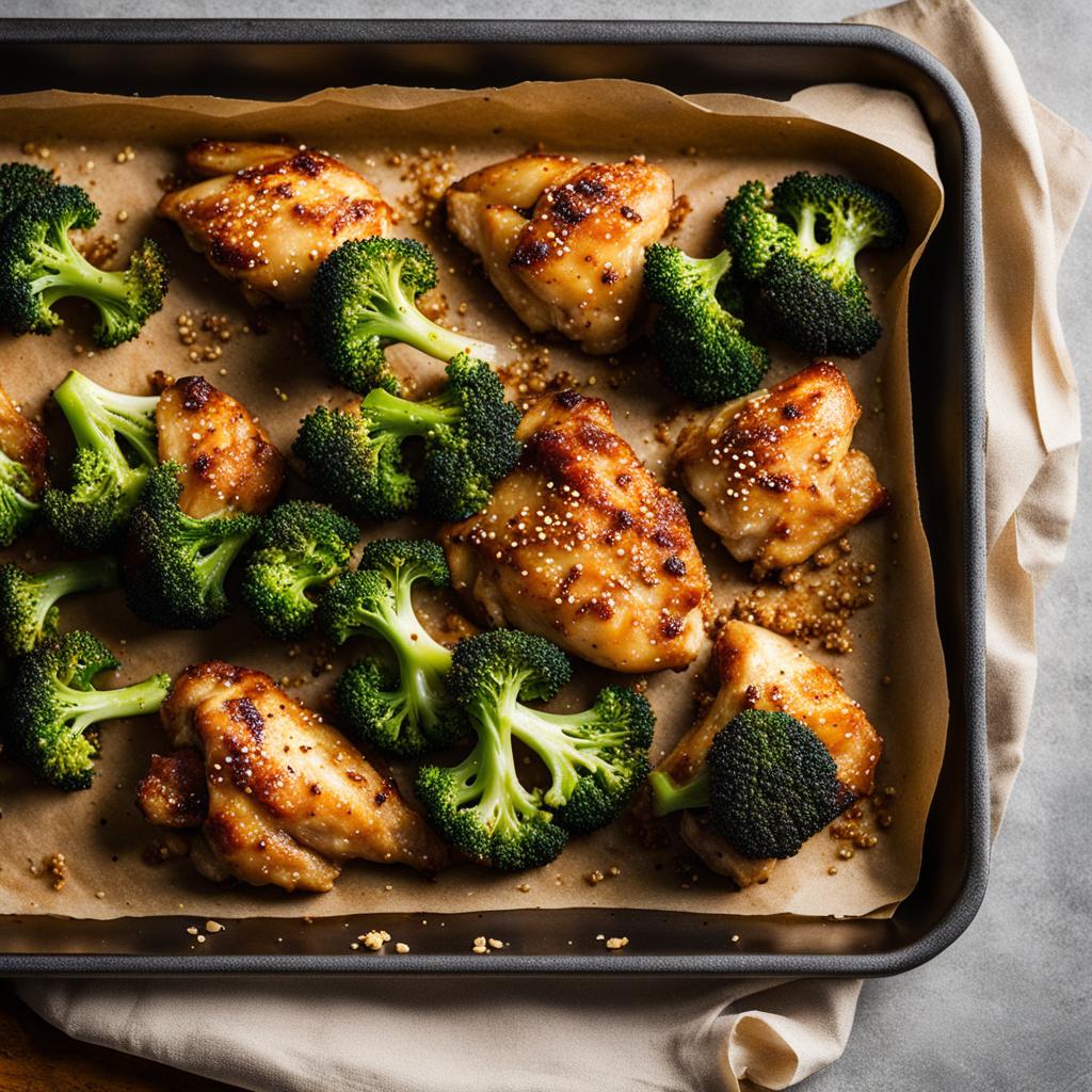 sesame chicken and broccoli sheet-pan dinner
